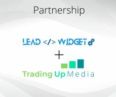 alt="Business partnership between lead widget and trading up media"